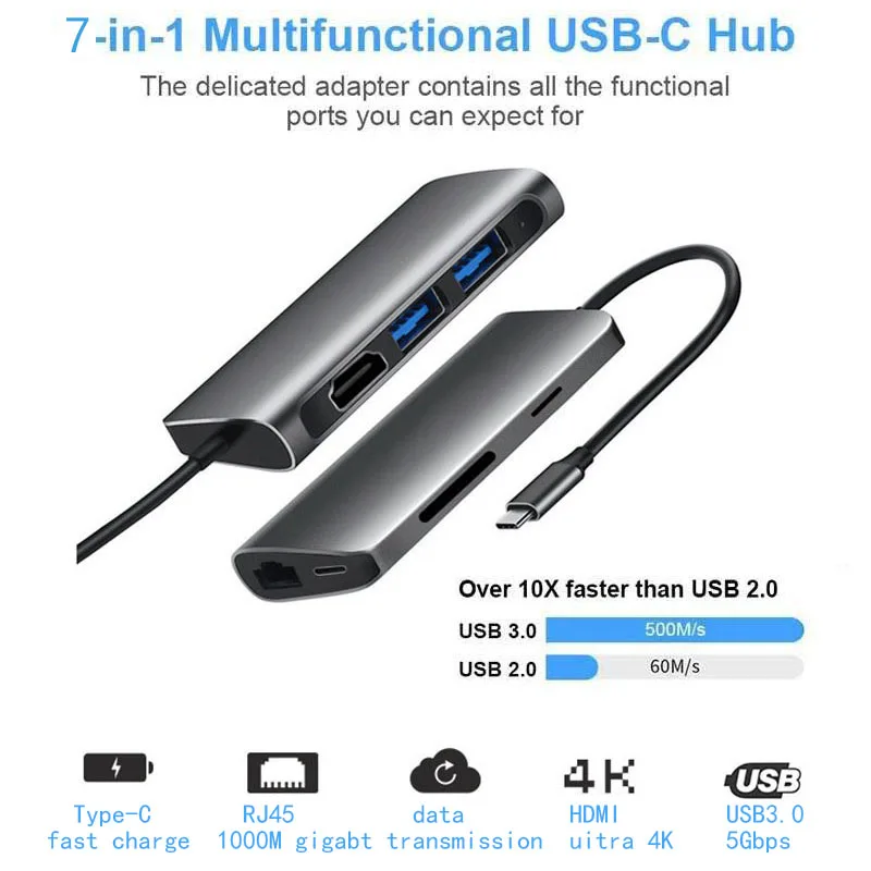 Док станция USB C для ноутбука 3 0 HDMI RJ45 Gigabit PD Fealushon док MacBook Samsung Galaxy S9 /S8 / S8 + Type