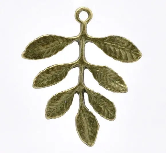 

DoreenBeads Retail Antique Bronze Leaf Charm Pendants 31x27mm,sold per pack of 30