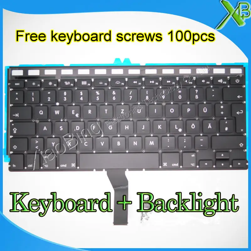 Новая немецкая клавиатура Deutsch QWERTZ tastaur + Подсветка винты для MacBook Air 13 3 &quotA1369 A1466 2010
