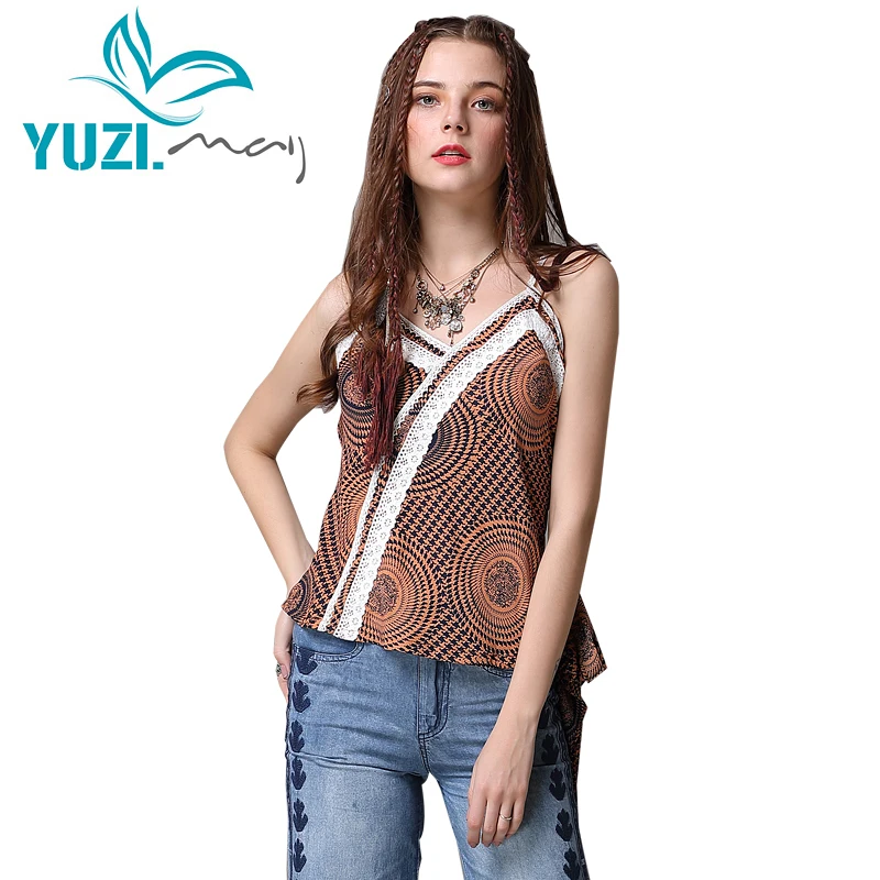 Женская шифоновая рубашка Yuzi.may в стиле бохо с v образным вырезом и цветочным