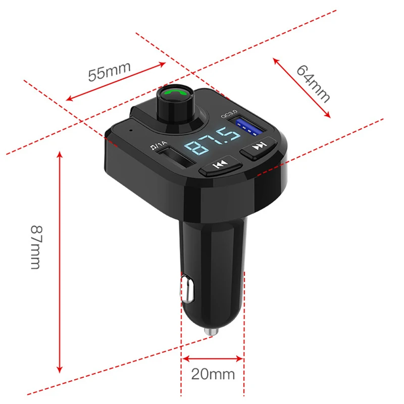 DSMOTEK Автомобильный MP3 плеер Bluetooth Handsfree FM передатчик QC3.0 Быстрая зарядка Поддержка