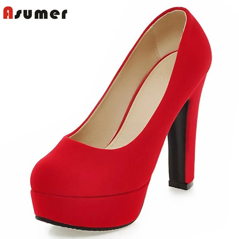 Asumer/Новое поступление летние женские туфли-лодочки из pu искусственного нубука на