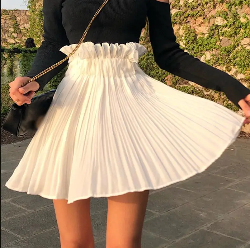 Женская плиссированная шифоновая юбка Винтажная летняя с высокой талией|Женские