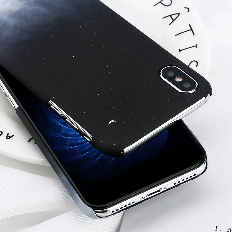 Moskado жесткий пластиковый чехол для телефона для iPhone X 11Pro XR XS Max 8 7 6 6s Plus PC задняя крышка мультфильм звездное небо Луна Ультратонкий чехол