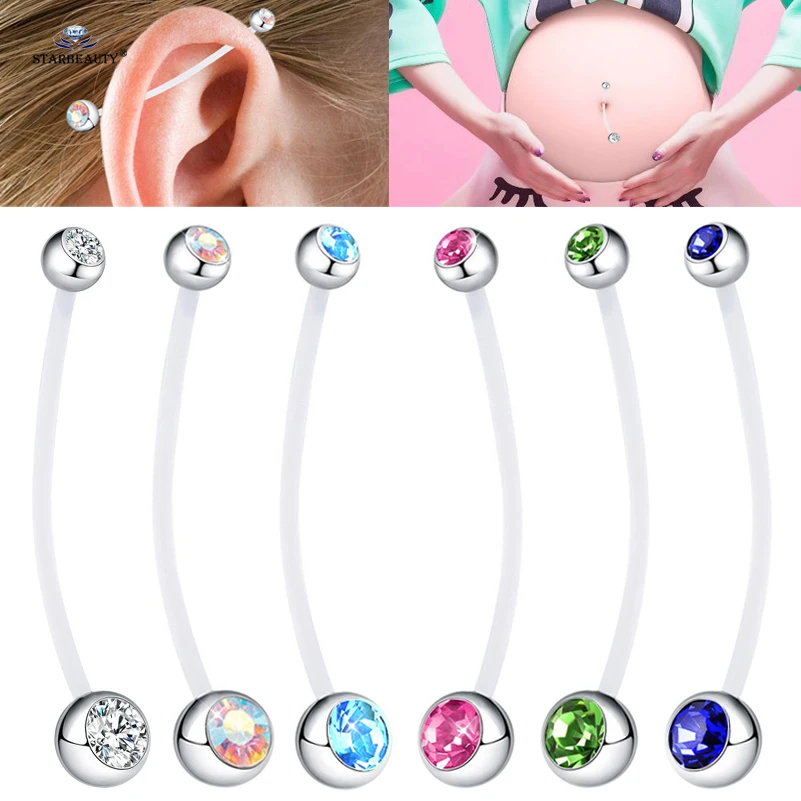 1 шт. яркие камень мягкий бар длинные руки промышленные пирсинг спираль для