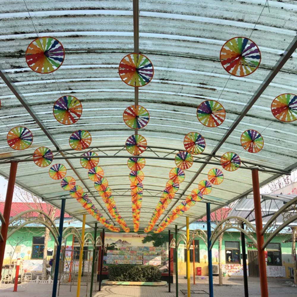 

8PCS Colorful Wind Spinner Whirligig Pinwheel Weatherproof Nylon Outdoor Garden Lawn Yard Wedding Games Shop Decoration
