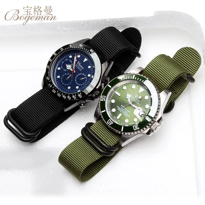 Оптовая продажа цветной сверхмощный нейлоновый ремешок для часов NATO ZULU 18 мм 20 22