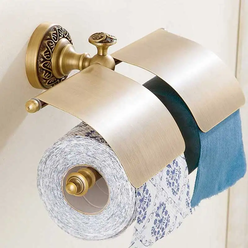 Double Paper Holder Художественный двойной держатель бумаги античная латунь ванная комната рулон бумаги Tissure стойки с крышкой настенный корзина для туалетной бумаги мыло Rac - Цвет: Double Paper Holder