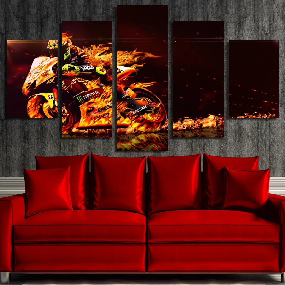 5 Canvas Valentino Rossi Motorcycle Poster HD Printing Wall Art Home Decoration Painting Picture | Дом и сад