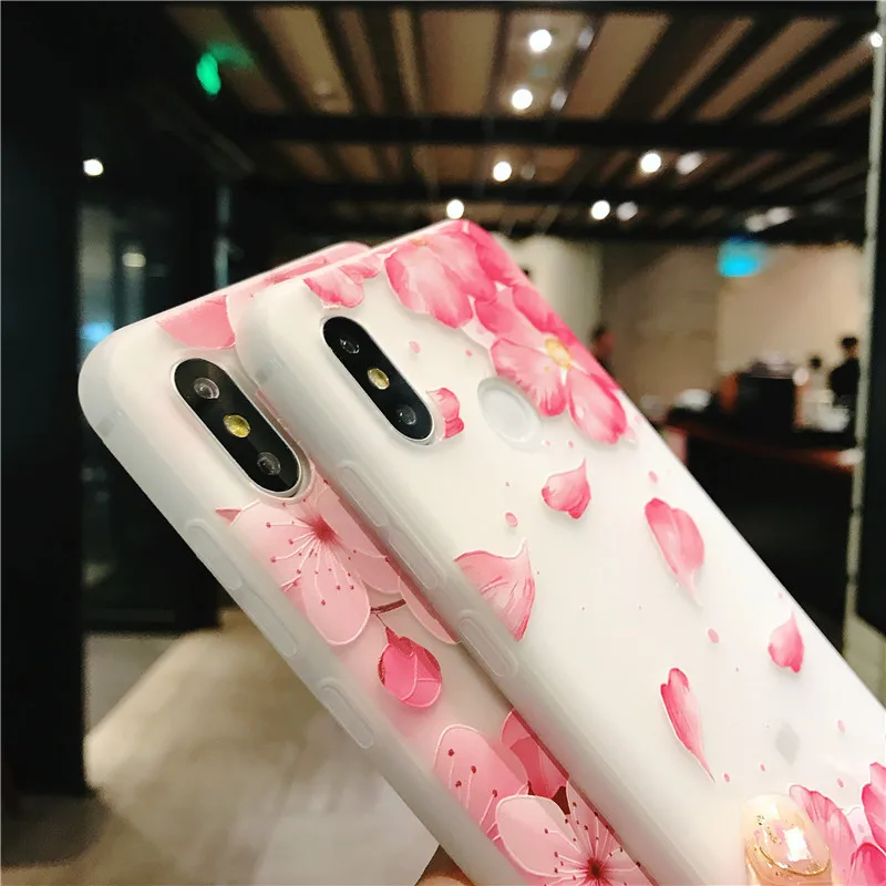LANCHE для Xiaomi Redmi Note 7 чехол матовый Мягкие термополиуретановые цветы телефон