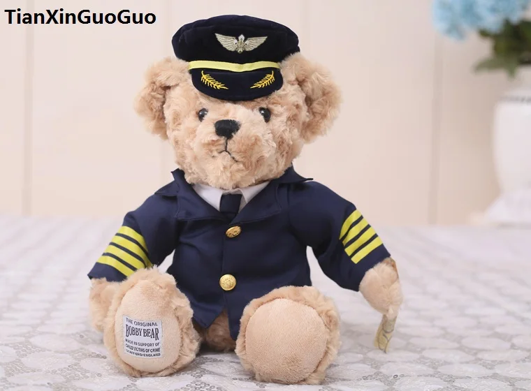 

large 42cm captain units bear cartoon teddy bear plush toy soft doll throw pillow birthday gift b0709