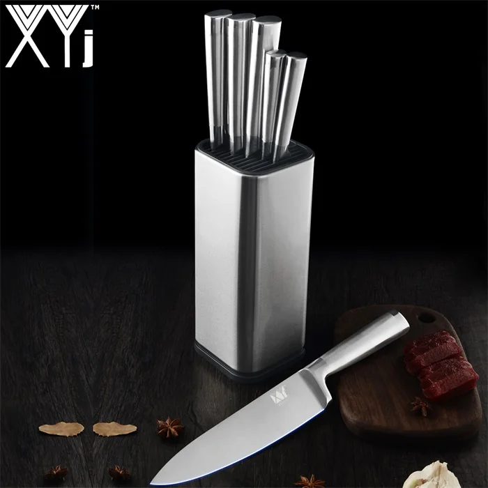 C 3Pcs Holder Set XYj набор кухонных ножей из нержавеющей стали аксессуары держатель Блок подставка для очистки фруктов утилита Santoku шеф-повара инструмент для нарезки хлеба - Цвет: C 3Pcs Holder Set