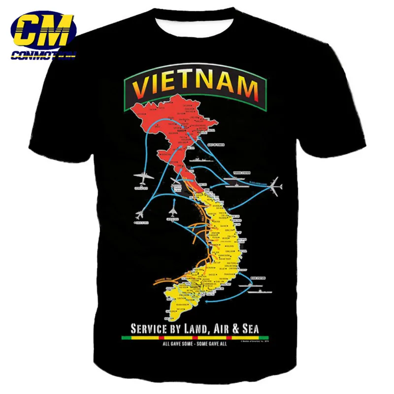ConMotion Vietnam War Map модная черная футболка с короткими рукавами европейский