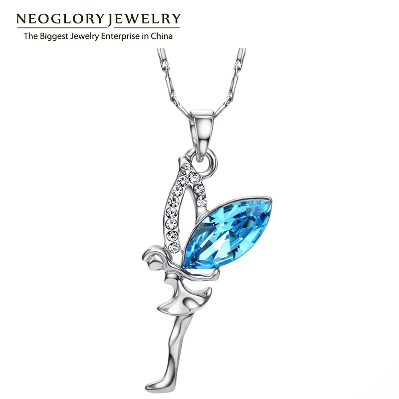 Neoglory сплав циркон чешские Стразы подвески в виде ангела и ожерелья для женщин