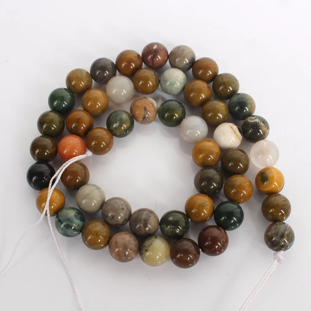 

Natural Stone Ocean Jaspers Round Beads 15" Strand 4 6 8 10 12MM Pick Size For Jewelry Making 6mm/8mm/10mm