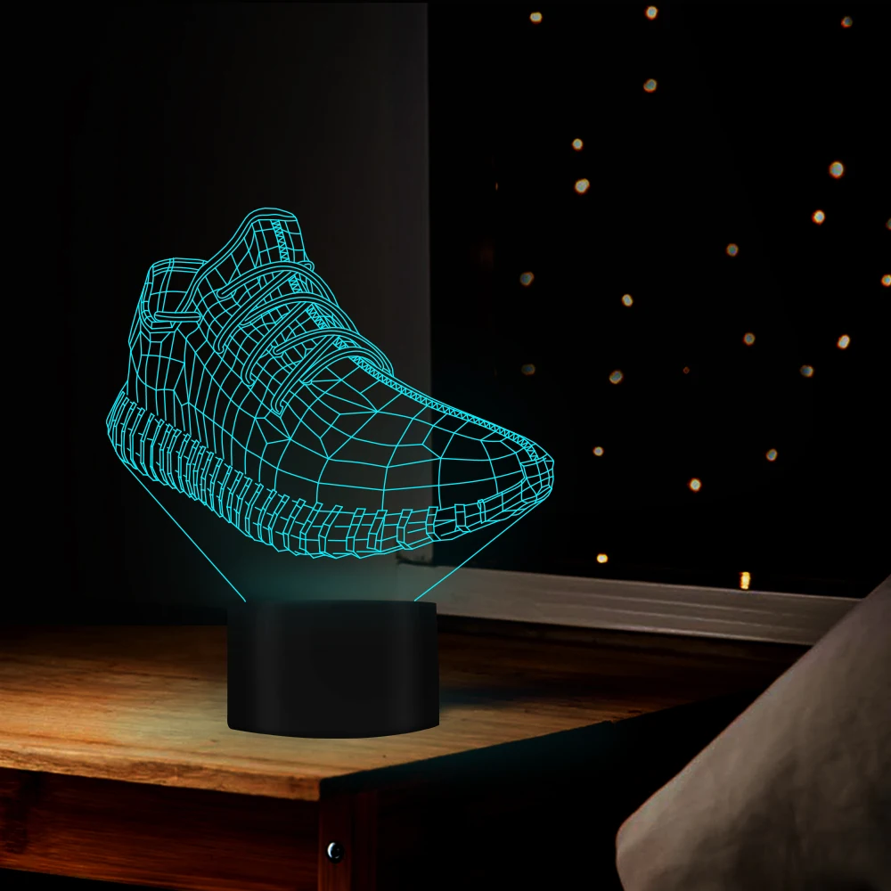 Sport shoes 3d design 7 Colors changing Night Lamp for room decor as great gift for sports lovers athletes friend USB port