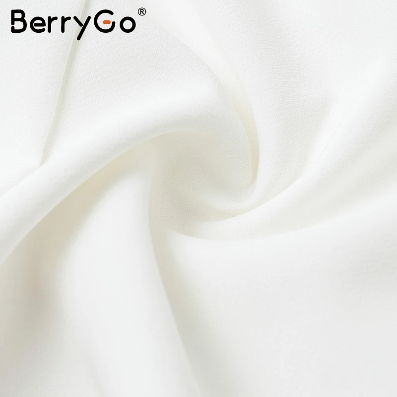 BerryGo Белый пиджак платье женщин V-образным вырезом с рюшами и линиями тонкое платье без рукавов Офисные женские короткие белые платья vestidos