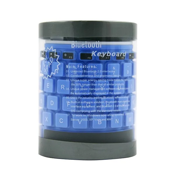 Синий Портативная Bluetooth клавиатура Гибкая водостойкая Мягкая силиконовая мини игровая клавиатура для планшетного компьютера ноутбука ПК - Цвет: Синий