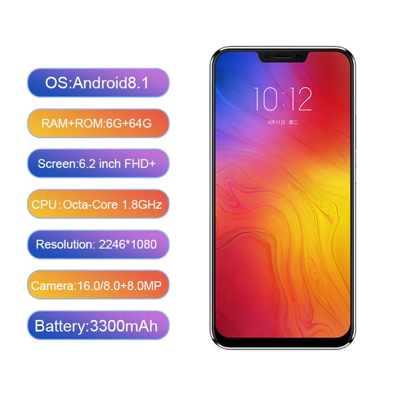 Смартфон lenovo Z5 L78011, Android, отпечаток пальца, 6 ГБ, 64 ГБ, Восьмиядерный процессор AI, камера Snapdragon 636, 4G, FDD LTE, 6,2 дюймов, FHD, 16,0 Мп