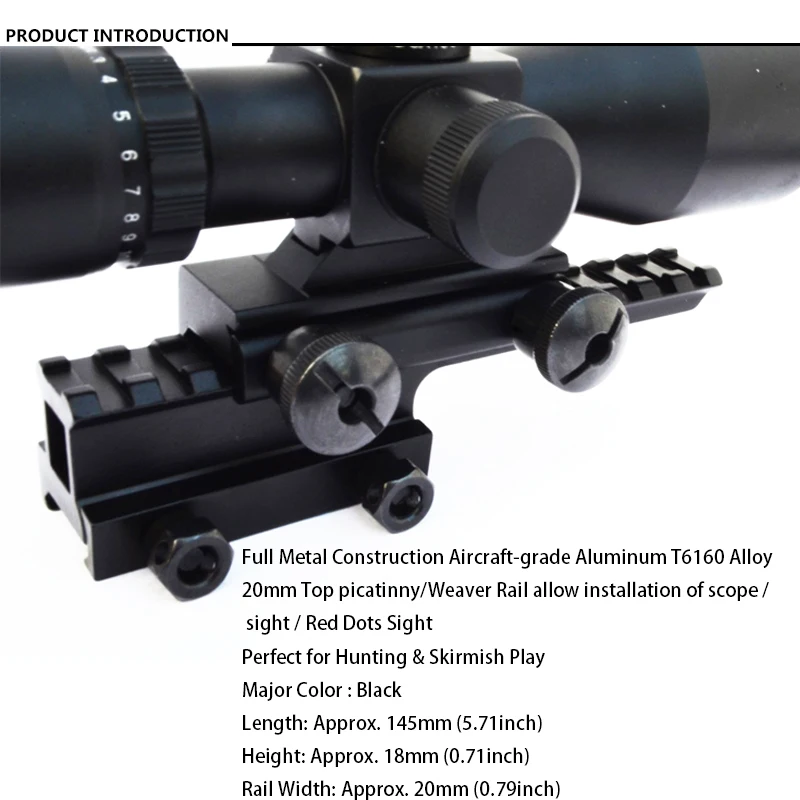 Тактический " прозрачный удлинитель высокого 20 мм топ picatinny/Weaver Rail Scope Mount полная длина Hi-Profile для охоты Play