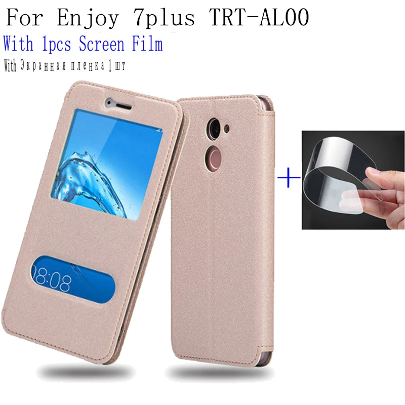 Чехол книжка из искусственной кожи с окошком для Huawei Enjoy 7 plus plus|phone cases|leather phone