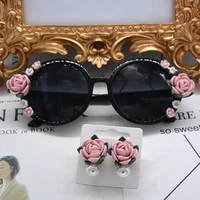 fashion brand vintage drop earring jewelry baroque europe wind rose flower branch dangle earrings for women with sunglasses set