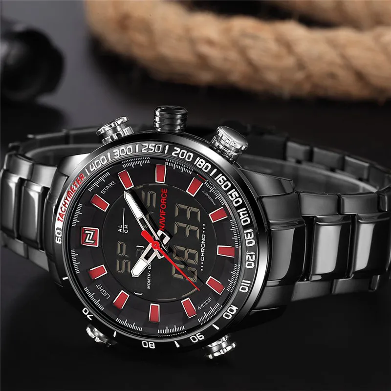 NAVIFORCE мужские часы цифровые аналоговые спортивные наручные Лидирующий бренд