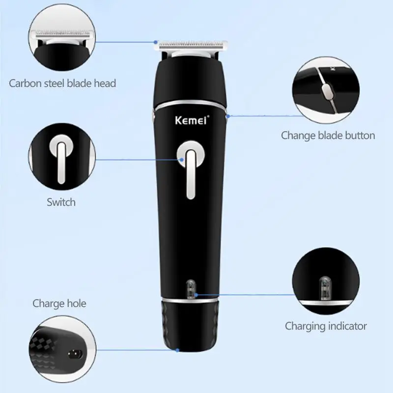 Kemei KM-1016 перезаряжаемая машинка для стрижки волос Электрический триммер для волос для мужчин Быстрая зарядка бритва моющаяся возвратно-поступательная электрическая бритва
