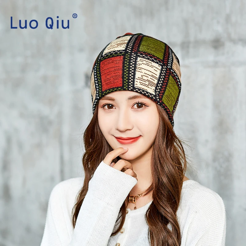 

(4pcs/lot) Women Hat Polyester Adult Casual Floral Women's Hats Spring Autumn Two Used Female Cap Scarf 4 Colors