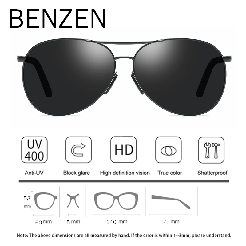 Солнцезащитные очки-авиаторы BENZEN мужские винтажные Поляризационные солнечные