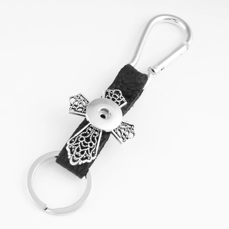 Винтажный брелок с крестом из натуральной кожи 18 мм ювелирный NV1019 | Украшения и