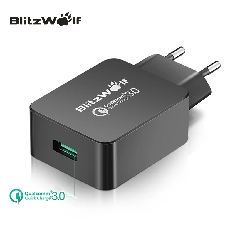 Blitzwolf Путешествия стены Зарядное устройство Quick Charge 3.0 USB адаптер ЕС Plug 18 Вт