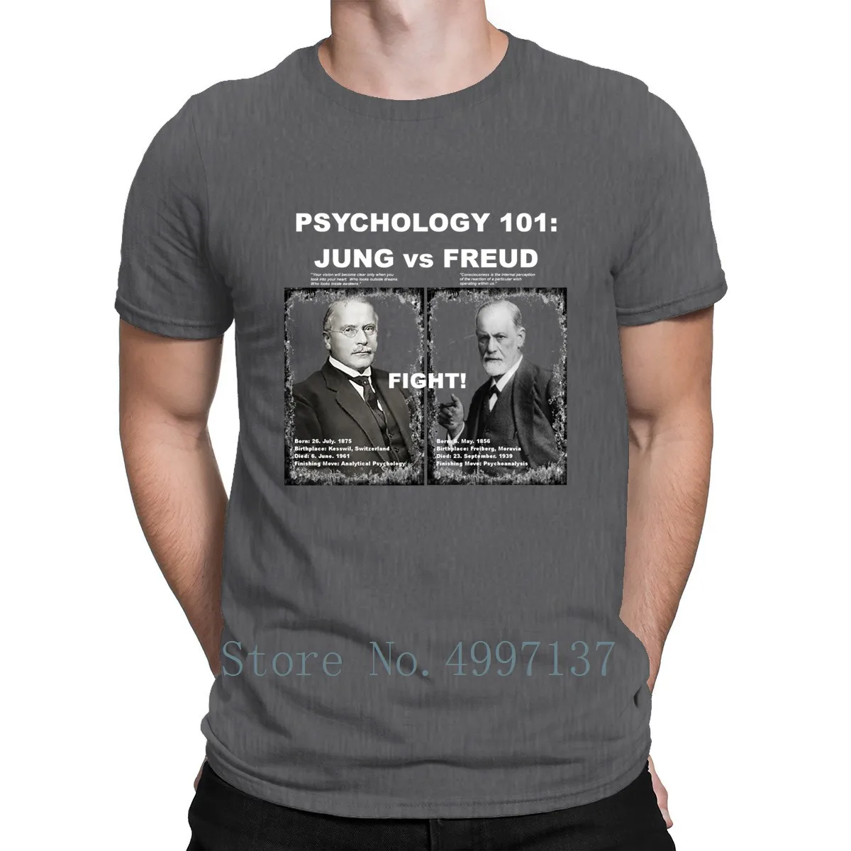 Психологическая коллекция 101 футболка Jung Vs Freud хлопковая весенне-осенняя