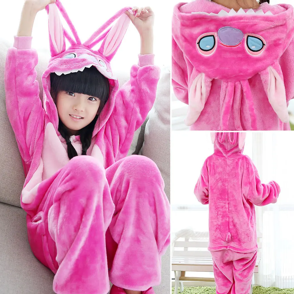 halloween kids girls boys Kigurumi Flannel Blue lilo and stitch costume Onesie Unisex Stich Pajamas Cosplay Animal stich Pyjamas |