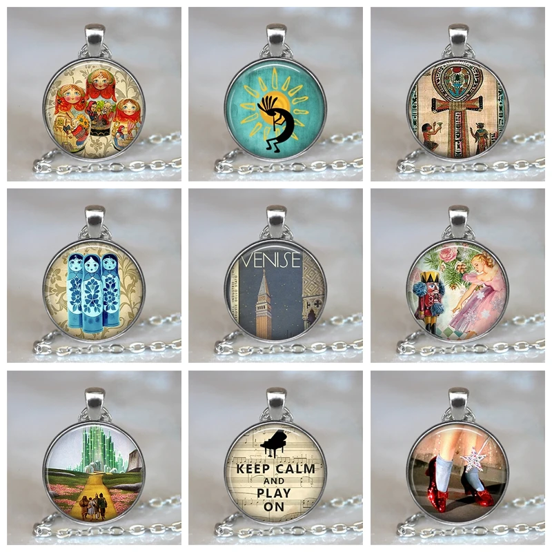 

Yellow Brick Road Oz Art Pendant Wizard of Oz Necklace Oz Handmade Jewelry Birthday Gift Glass Cabochon Pendant Christmas Gift