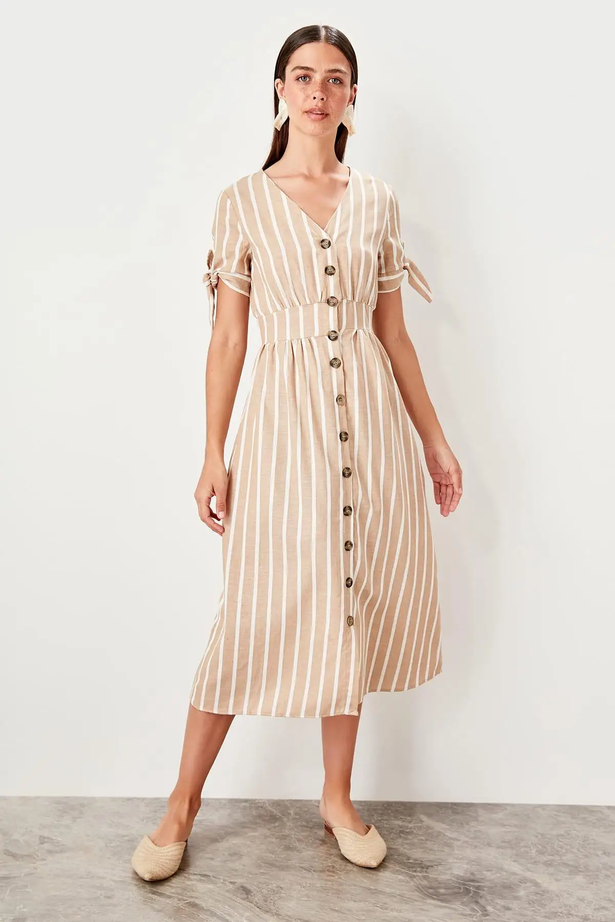 Trendyol Camel платье на пуговицах TWOSS19ST0129|Женские платья| |