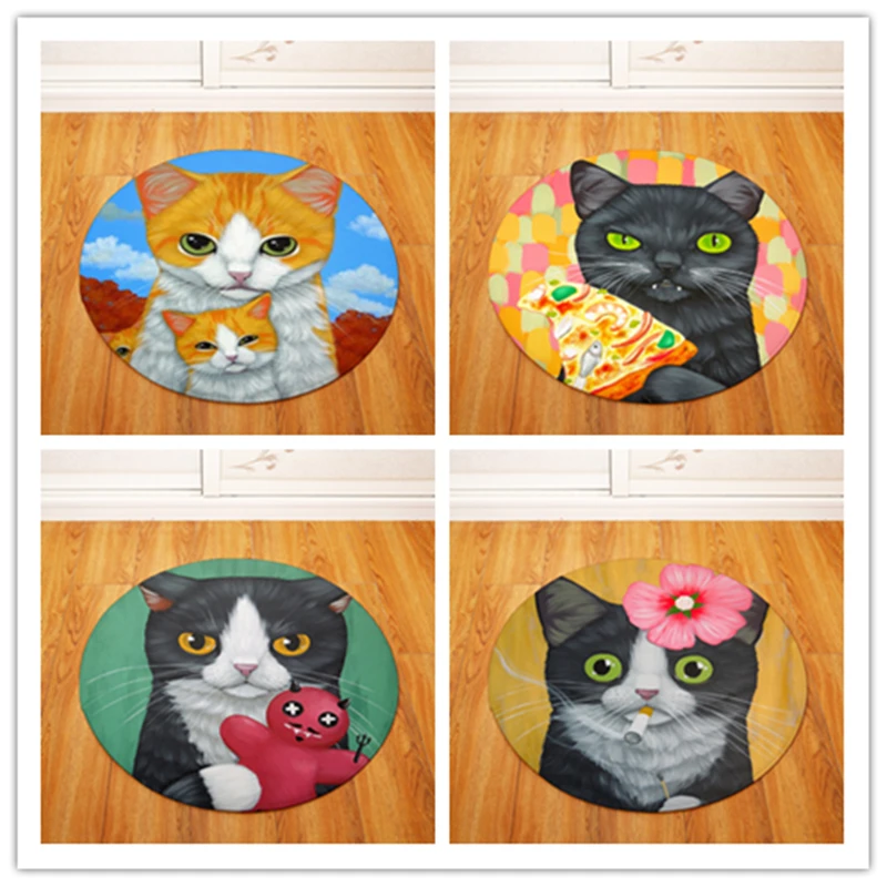 Высококачественные коврики для кошек круглый коврик гостиной двери мультяшный