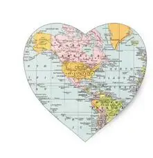 

1.5inch Vintage World Map Heart Sticker