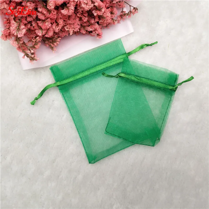 Grass green 100 шт подарочные пакеты, большие сумки из органзы, упаковка, сумки для ювелирных изделий, свадебные украшения 7x9 10x15 17x23 20x30 30x40 см 5z - Цвет: Grass green