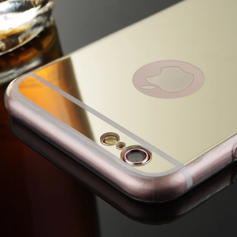 6S розовый золотой чехол для телефона Apple iPhone 6 зеркальный Мягкая Задняя накладка