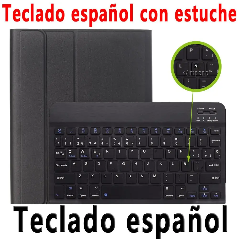 Для Apple iPad 2/3/4 клавиатура чехол для iPad2 iPad3 iPad4 чехол Bluetooth клавиатура Тонкий кожаный чехол Funda+ Экран протектор - Цвет: Spanish Keyboard