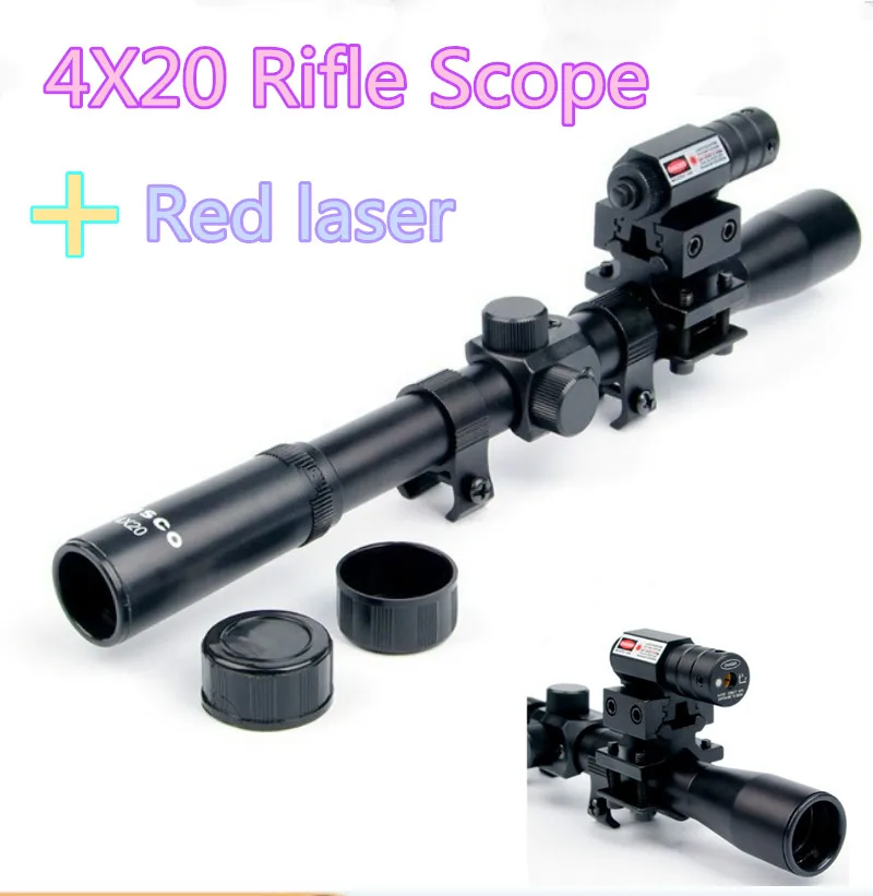Воздушный пистолет 4x20 Оптика прицел телескоп + красный лазерный 20 мм крепление