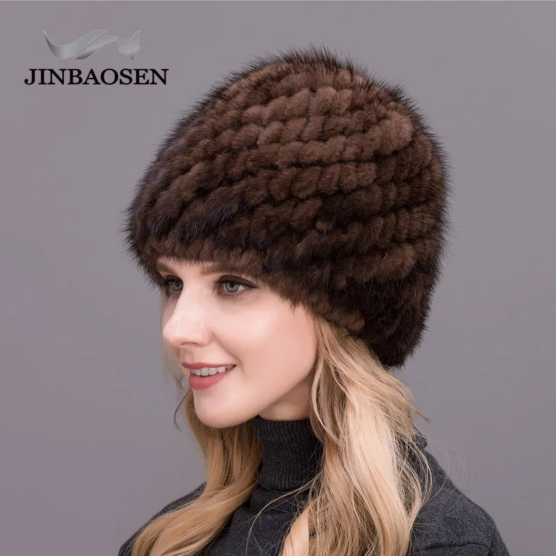 COLOR2 JINBAOSEN новая Толстая Женская шапка Горячая Распродажа меховая шапка из натуральной норки ананас стильная женская зимняя вязаная шапка с помпоном из лисьего меха - Цвет: COLOR2