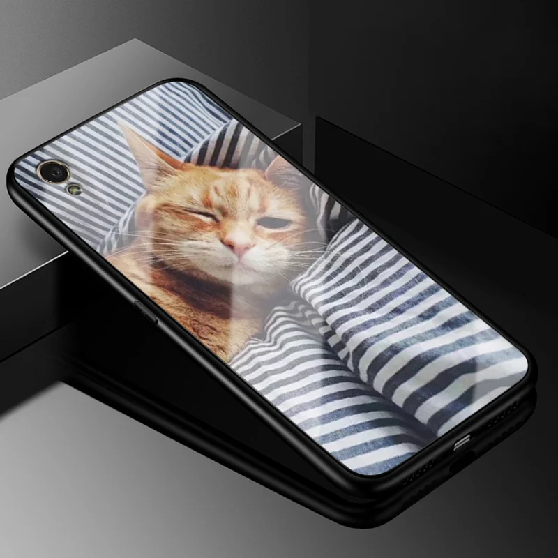 Для Oppo A37 чехол 5,0 ''стеклянная жесткая задняя крышка для Oppo A37 телефонный чехол s Черный силиконовый бампер Coque для OPPOA37 A 37 A37M A37F - Цвет: 16