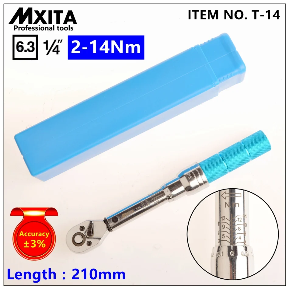 MXITA 1/4 &quotDR. Ручной Динамометрический гаечный ключ 2 14N.m с трещоткой подходит для