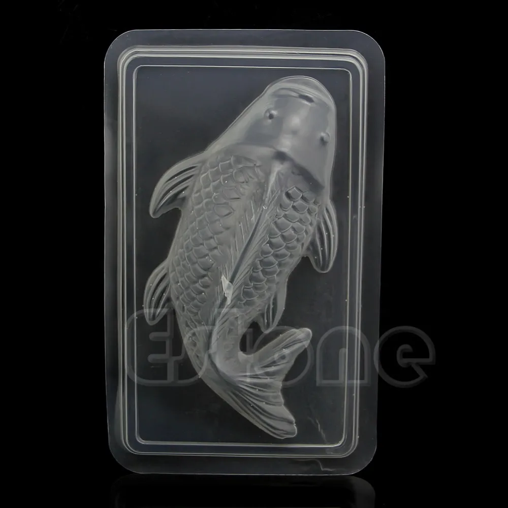 Горячая продажа DIY 3D средняя Koi рыба Пластиковая форма для шоколадного торта Желе