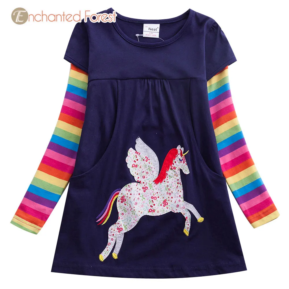 Girls dress 2019 spring new unicorn embroidered girl long-sleeved tutu newborn clothes baby party girls dresses | Детская одежда и