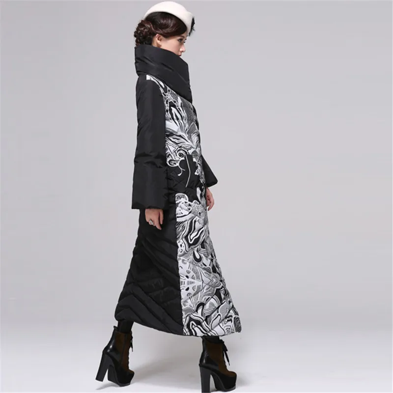 Женская парка с рисунком новая модная винтажная женская зимняя пуховая куртка