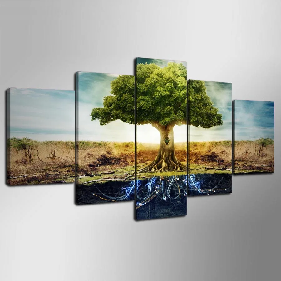 YSDAFEN Tree of Life 5 panel hd print canvas art wall framed paintings for living room picture kn-42 | Дом и сад