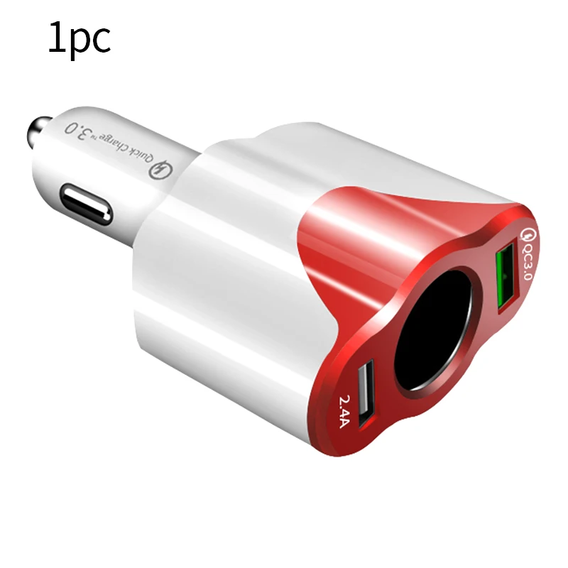 Red Автомобиль USB Зарядное устройство прикуривателя заряд QC 3,0 2 USB Разъем Автомобильный делитель адаптер быстрого зарядного устройства 12 V-24 V 120 W Товары аксессуары - Название цвета: Red